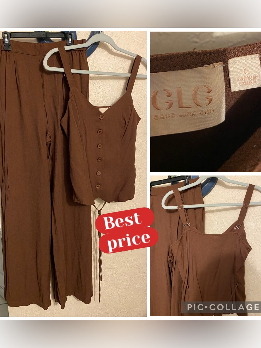 Chocolate Brown Women's set Knit Pants & Vest Set Size 6